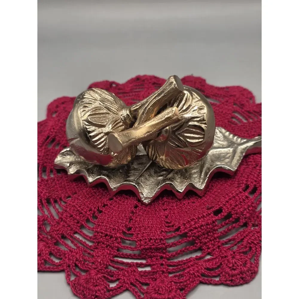 NEW Pier 1 Silver & Bronze Metal Acorn Fall Salt & Pepper Shakers on Leaf Tray